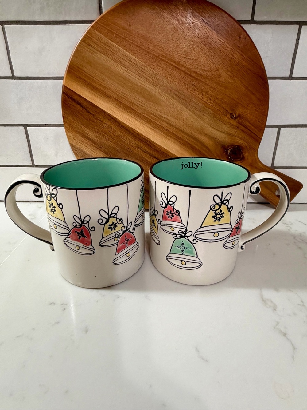 Spectrum Designz Set of Two 2017 Jolly Christmas Bell Ceramic Mug